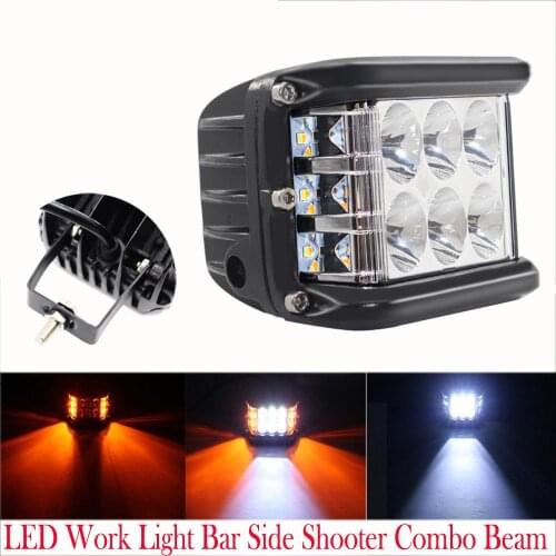 4" 45W 9-32V LED Work Light Bar Side Shooter Combo Beam White+Yellow Driving Offroad 4300K 6000K Atv Ute Suv 4WD Boat Pickup
