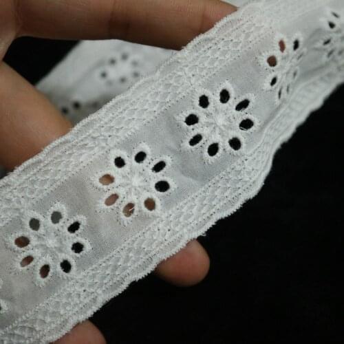 4cm*5yards embroidery flower Cotton hollow flower lace trims for wedding dress Water soluable lace trimmings for clothes