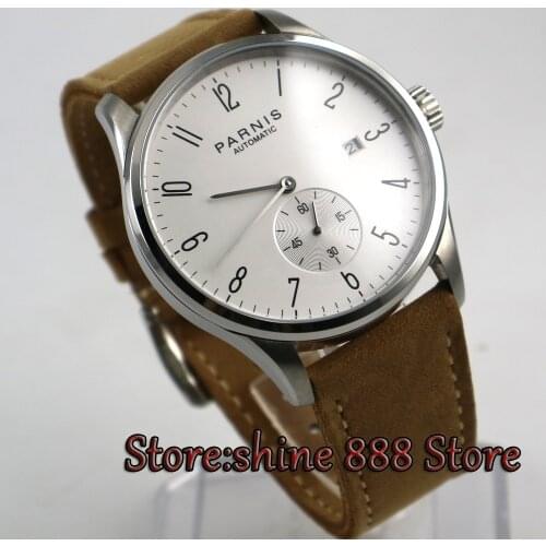 42mm Parnis white Dial date 24 Hours Handset ST 1731 Automatic Movement Men Watch