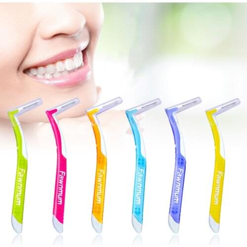 5pcs Interdental Brush Angle Cleaners L-shaped 6 Models Brushes Reduce Bad Breath Between Teeth Plaque Removal Teeth Cleaners