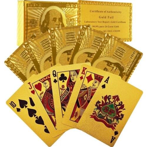 54Pcs/Set Waterproof Luxury Golden Foil Poker Table Game Magic Playing Card Poker Playing Cards for Family Game Party