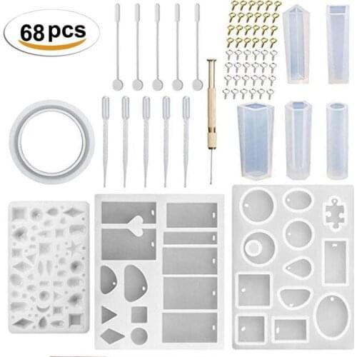 68Pcs DIY Mold Art Craft Tool Metal silicone Jewelry Molds Sets Clay Sculpting Tool kit Tool gift for women girls friends kids
