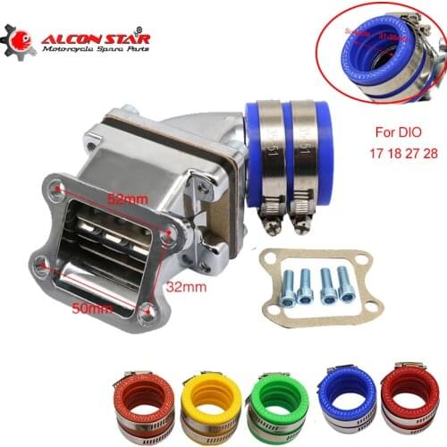 Alconstar-35mm Performance Intake Manifold For 2 Stroke DIO 17/18/27/28 50cc 90cc with Carb Inlet Manifold Intake Pipe