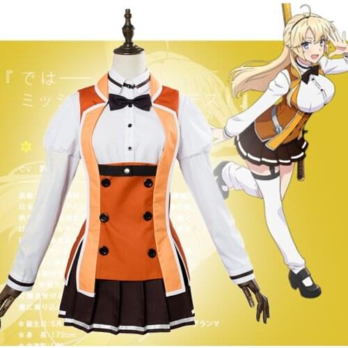 Anime Comic Katana Maidens Toji no Miko Cosplay Costumes Kohagura Eren Cosplay Costume School Uniforms Clothes Orange Dresses