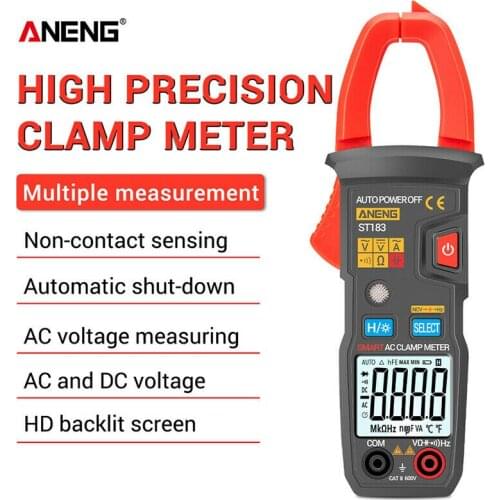 Non-Contact ST183 Clamp Meter 4000 Counts Multimeter Ammeter Voltage Tester