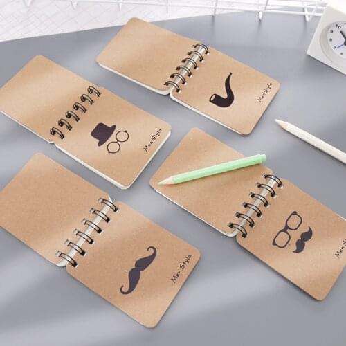 4 Pcs Cartoon Beard Coil Notepad White Page Book Primary School Student Learning Office Stationery Memo Pad Caderno Pontilhado