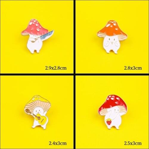 Mushroom Enamel Pin Cartoon Guitar Accordion Brooches For Kids Clothes Jacket plant Pains Badge Funny Hippie Enamel Pin Badges