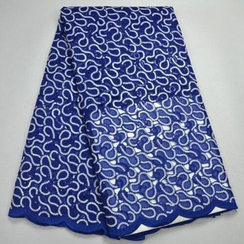 Hot selling blue embroidery french tulle lace fabrics high quality African net Organza lace fabric with beautiful sequinsTR006