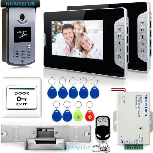 HOMSECUR 7" Video Door Phone Intercom System Entry RFID Keyfobs Remote Switch Unlock 1V2 XC001+XM703-B