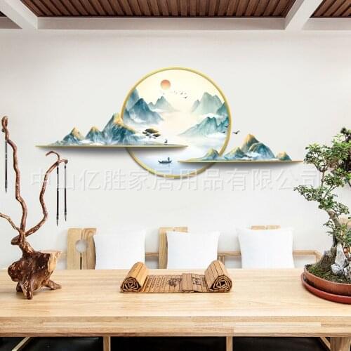 Creative Landscape Painting Chinese Wind Wall Paste Sunrise Scene for Study Living Room Bedside Table Wall Arrangement Paste