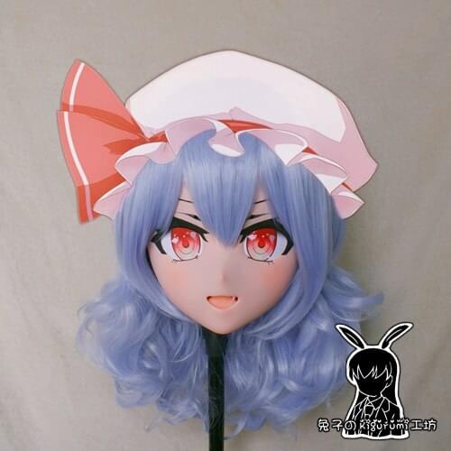 Rabbit 80) Resin Cross dress Pretty Girl Head BID Doll Mask Japanese Anime Kigurumi Mask Cosplay with Wig