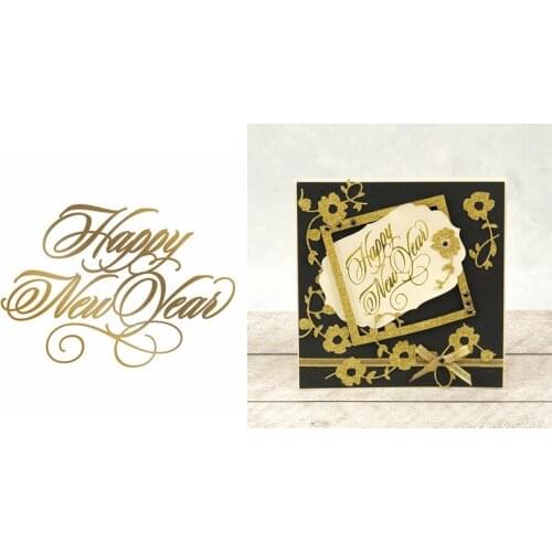 Hot Foil Plate Happy New Year copperplate glimmer Phrase Word for DIY Scrapbooking New 2019 Embossing Paper Cards Crafts