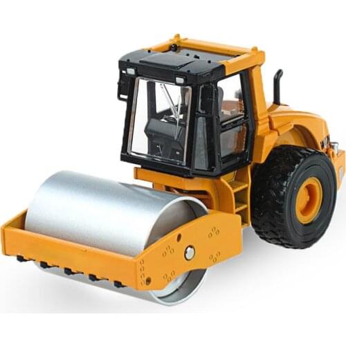 Die-cast 1/50 Scale Single Steel Wheel Roller Simulation Alloy Engineering Vehicle Roller Boy Metal Toy Car Model Decorative Hot