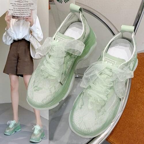 Fashion Trend Casual Sports Shoes Spring And Summer New All-Match Low-Cut Mesh Breathable Thick-Soled Womens Shoes