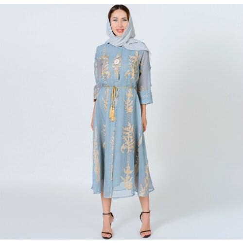 Muslim abaya embroidered embroidered dress Dubai Middle East Muslim womens clothing Gulbang Festival Arab Dubai UAE Turkish wom