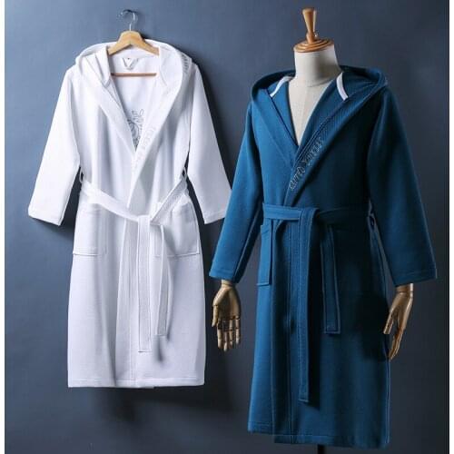 2020 Cotton Men Robes Solid Color Bathrobes High Quality Couple Thick Warm Sleepwear Plus Size Home Dress Clothes Thermal Cloths