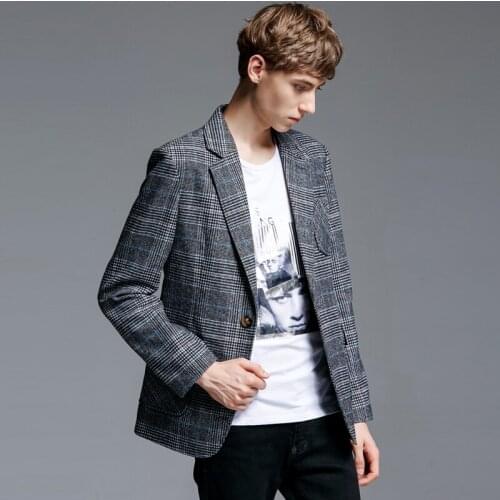 2020 Plaid Mens Blazer Luxury Single Buttons Blazer Men Spring And Autumn Veste Homme Costume Blazer Masculino Slim Fit