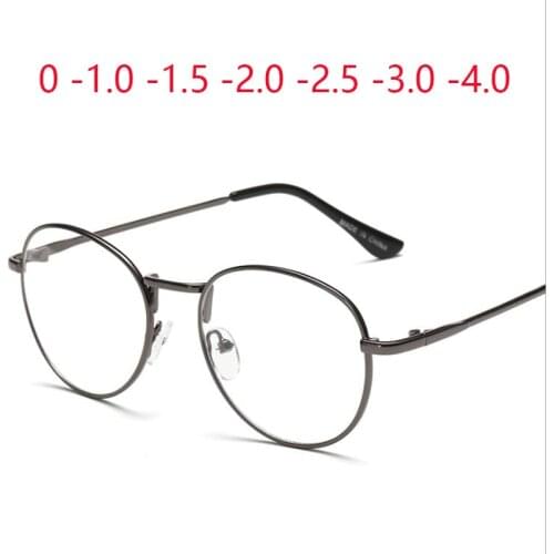 Full Alloy Frame Glasses Men Women Oval Myopia Eyewear Blue Coated Vintage Big Myopia Glasses -1.0 -1.5 -2.0 -2.5 -3.0 -3.5 -4.0