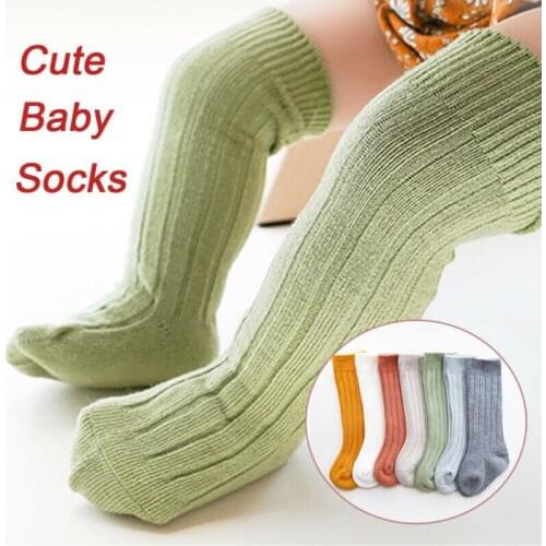 PUDCOCO Kids Toddler Infant Baby Girls Boys Solid Anti-Slip Knitted Long Socks Knee High Sock Tights Leg Warmer Stockings 0-5Y