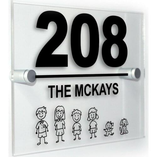 House number Personalized Stick Cartoon Family Custom House Door Number Sign Plaque Door sign