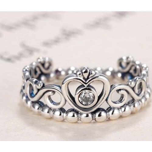 Authentic S925 Lady Crown Ring My Princess Stackable Ring Clear CZ Women anel Lady Jewelry