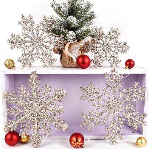 Glitter snowflake pendant Christmas scene decoration pendant 20-30CM champagne gold snowflake pendant