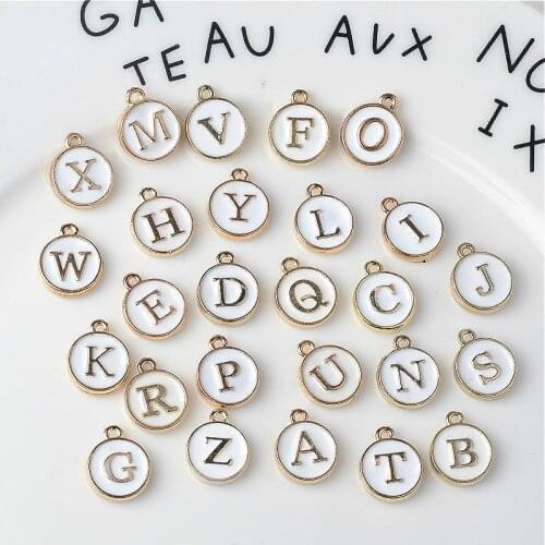 26pcs/lot New Letter Charms Enamel Charms Alphabet Initial Letter Handmade Pendant For Diy Bracelet Jewelry Making Wholesale