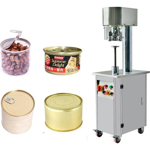 Semi automatic plastic pet aluminum tin easy open tuna beer drink cans sealing machine price for sale