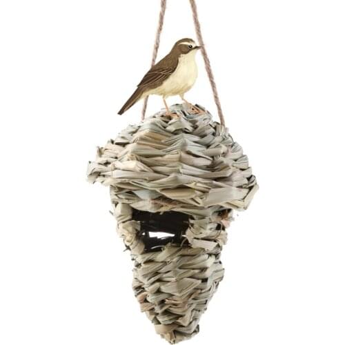 69HC Birds Nest Natural Grass Egg Cage Outdoor Decorative Weaved Hanging Parrot House