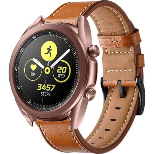 For samsung galaxy watch 3 band 45mm 41mm Leather Wristband for galaxy watch 46mm active 2 amazfit bip huawei watch gt 2e strap