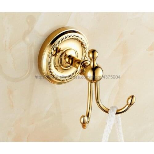Luxury Gold Brass Coat Hook Bathroom Hardware Wall Mounted Bathroom Hanging Hook Bathroom Hardware Nba606