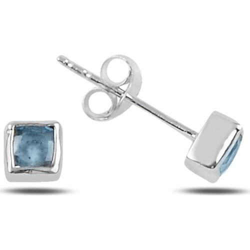 Silver Blue Topaz Earrings