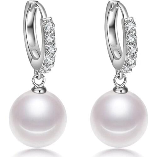 SHQIYAYI Fashion Cubic Zircon Pendant Hoops Earrings 925 Silver Good Quality Women Korean Jewelery Accessories 115