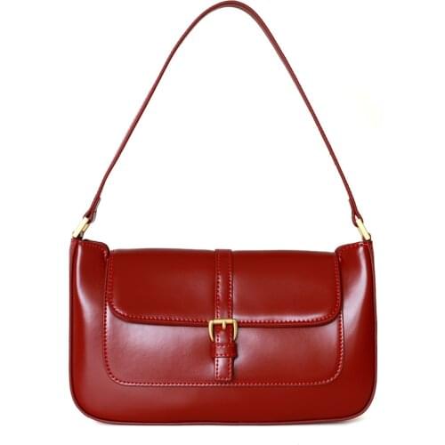 2020 Winter New Retro Cow Leather Baguette Bag Under The Shoulder Shoulder Bag Female