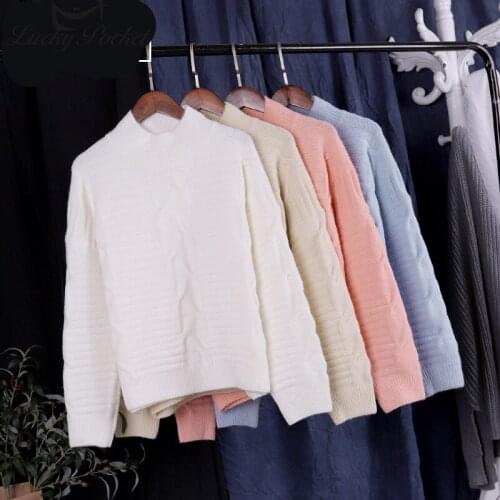 Women Spring Fashion Loose O-Neck Knitted Sweater Female Casual White Vintage Long Sleeve Mid-Length Knitted pullovers QL401
