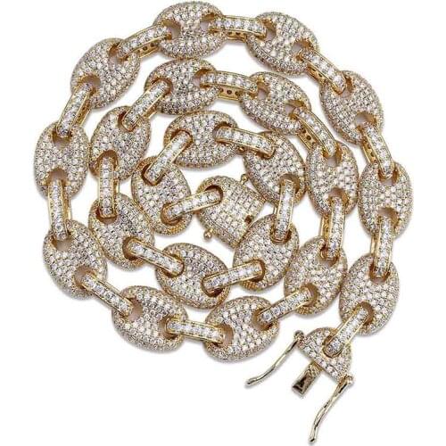 Gold Chain For Men Iced Out Cuban Chain Luxury Hip Hop Jewelry Hipster Men Cubic Zirconia Chains Necklace