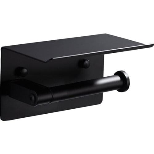 1PC 304 Stainless Steel Toilet Paper Holder Tissue Hanger Bathroom Rolling Paper Holder Phone Shelf Matte Black Wall Mount Hold