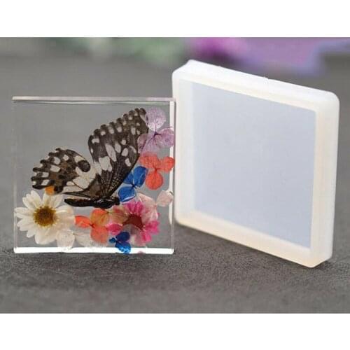 2PCS Square Silicone Molds White Epoxy Resin Clay Moulds DIY Real Dried Plants Flower Insect Specimen Base Tray Home Decoration