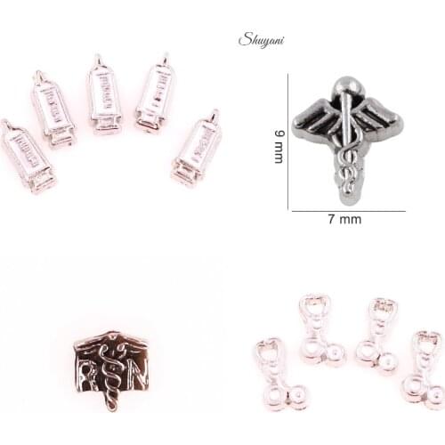 F759 Large Caduceus Medical Symbol Doctor RN floating charm for living memory glass floating locket charms DIY jewelry 20pcs/lot