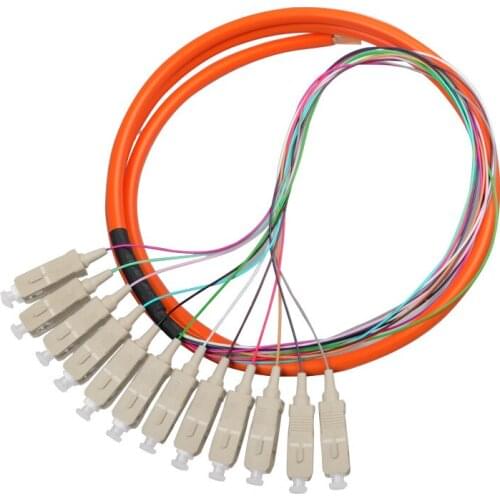 20PCS Fiber Optic Pigtail SC Multimode MM OM1 62.5/125 12 Core Pigtail SC Bundle factory wholesale Patch Cord Free Shipping