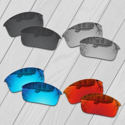 E.O.S 4 Pairs Black & Silver & Ice Blue & Fire Red Polarized Replacement Lenses for Oakley Bottle Rocket OO9164 Sunglasses