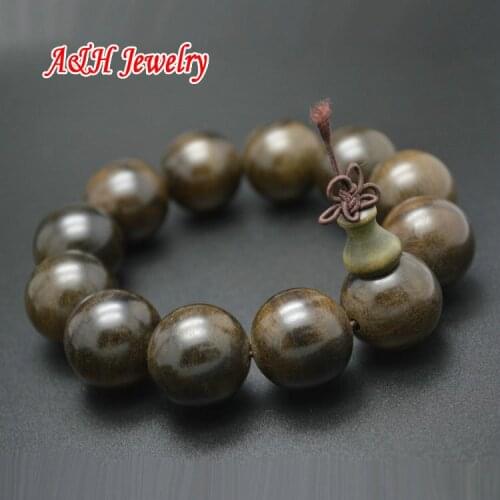 5pcs 15~20mm Golden Sandalwood 8'' Large Stretch Prayer Mala Bracelets For Men Wooden Jewelry Fasters Day Gift