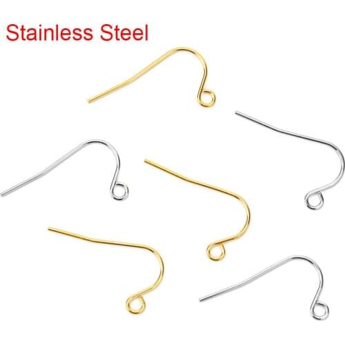 50pcs Anti Allergy Stainless Steel Earring Hooks Hypoallergenic Earrings Clasp Wire For Diy Jewelry Findings Making Accessories