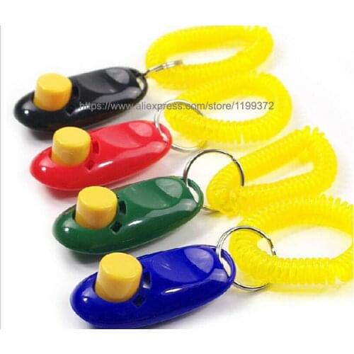500pcs Pet Dog Click Trainer Dog Training Clicker And Whistle Combination Repeller Aid Key Ring Wrist Strap
