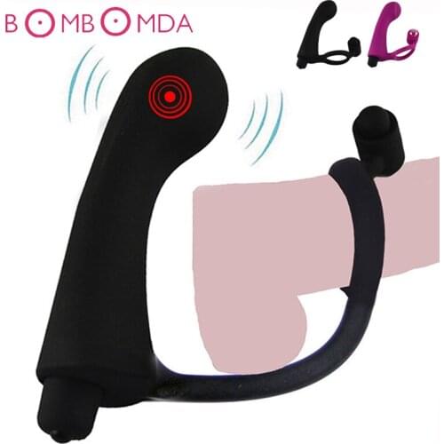 Anal Vibrator with Penis Cock Ring Prostate Massager Adult Products Dildo Butt Plug Sex Toys for Men Couple Masturbation Sex Toy