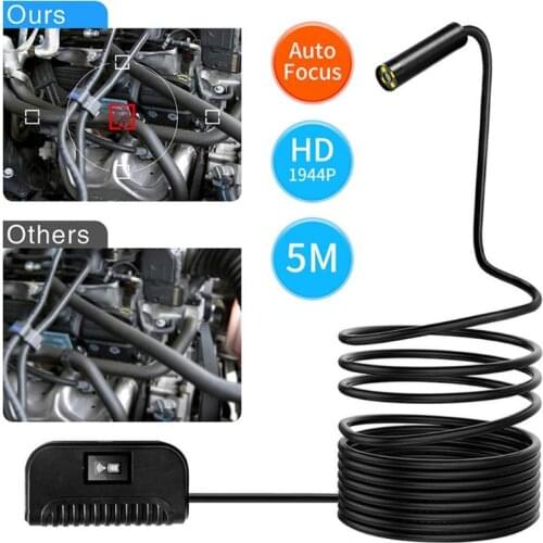 VODOOL Mini Semi-Rigid Wireless WiFi Endoscope 5MP Auto Focus 14.2mm HD Waterproof Inspection Borescope Camera For Android IOS