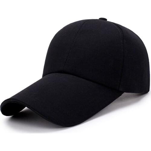 Unisex Plain Black Super Extra Long Bill Snapback Cap Adjustable Baseball Cap Sandwich Brim Hat Outdoor Sun Visor Hat Canvas Cap