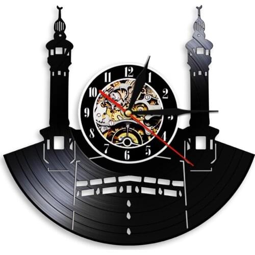 Honor Mecca Islamic Vinyl Record Wall Clock Muslim Pilgrims Kaaba Mecca Saudi Arabia Artwork Home Decor Silent Quartz Clock Wa