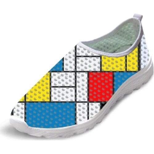 Male Causal Flats Shoes Fashionable Painting Art Print Light Weight Men Summer Sneakers Breathable Mesh Shoes Piet Mondrian