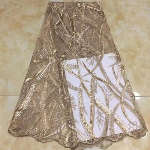 Sky blue African sequins Lace Fabric Embroidered Nigerian Laces Fabric 2020 High Quality Gold French Tulle Lace Fabric For Women